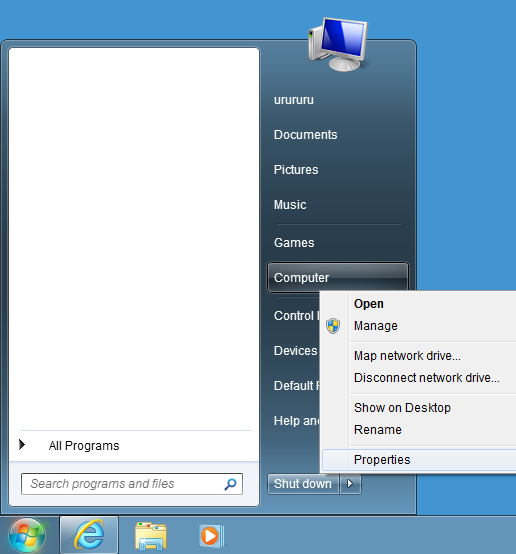Opening the Property Menu on Your Computer