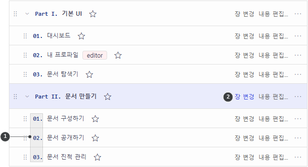 부에 포함된 장 번호 새로 매기기