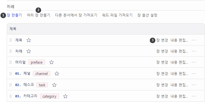 <차례 | 장 만들기>