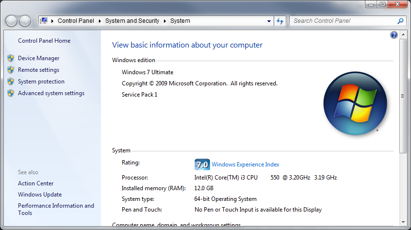 Viewing the Basic Information about Your Computer