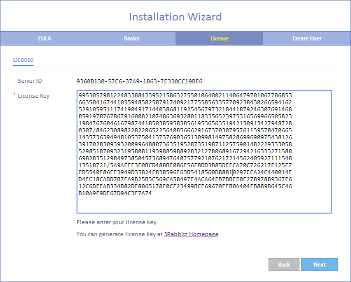 Entering a License Key