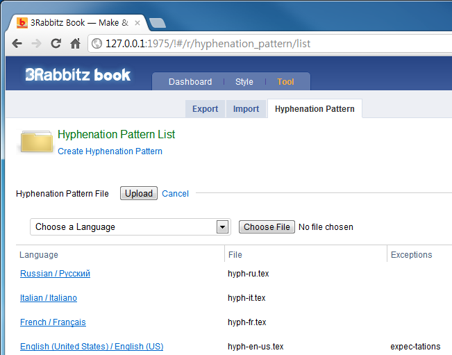 Hyphenation pattern Files