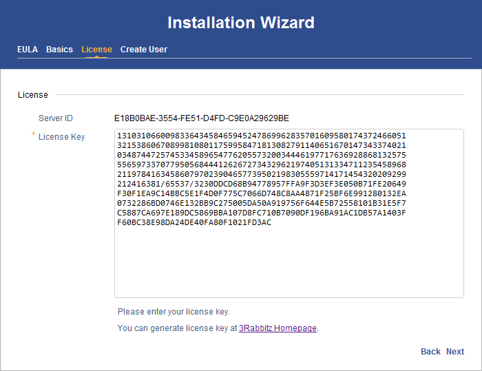 Entering a License Key