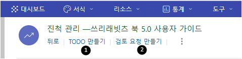 <진척 관리> 화면-“TODO”, “검토 요청” 만들기