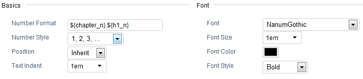 Numbering Options